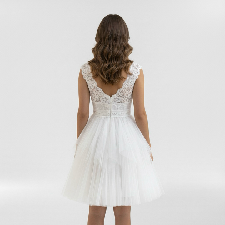 Vestido mini de tul con escote en V para mujer fiestas