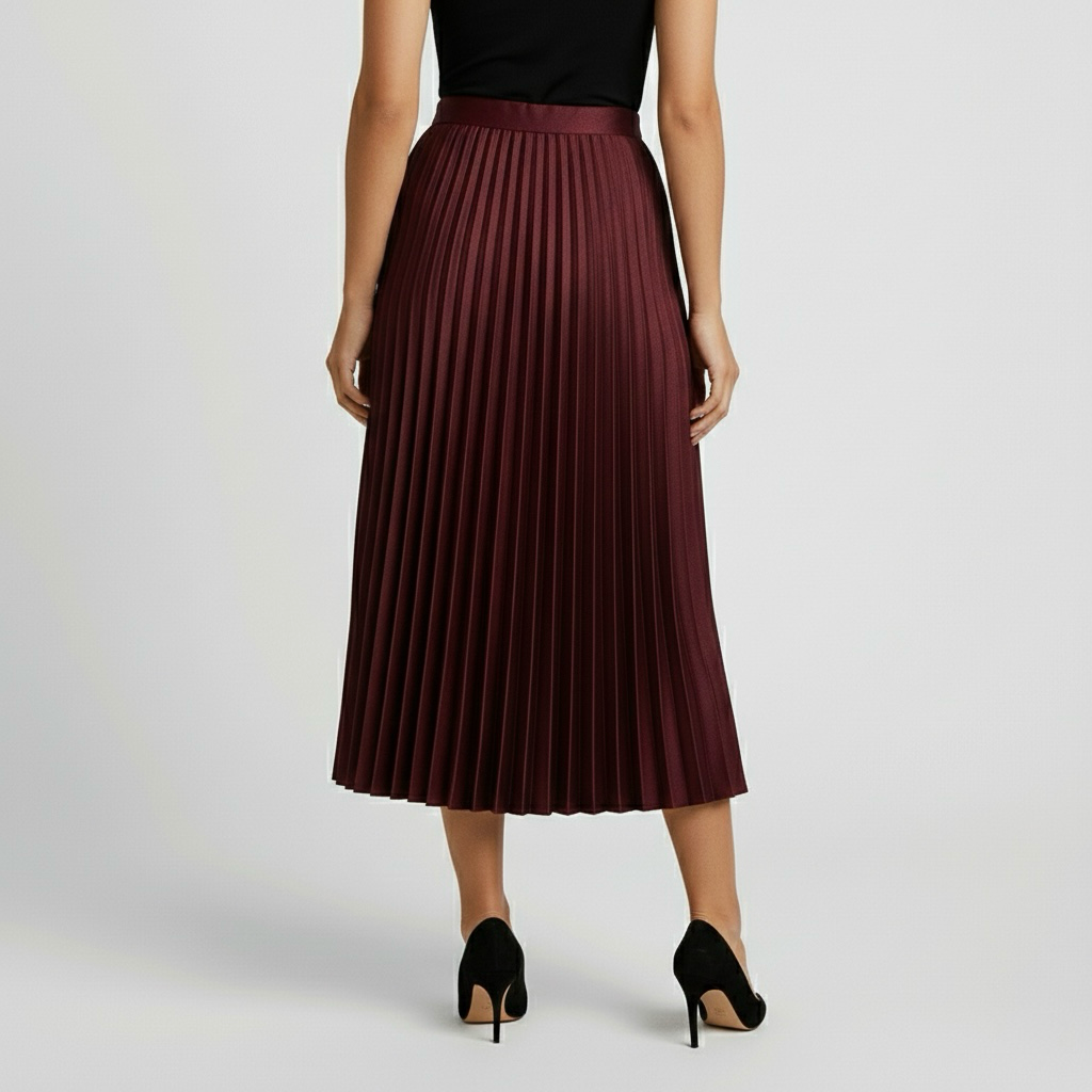 Falda midi plisada clásica para uso diario y oficina