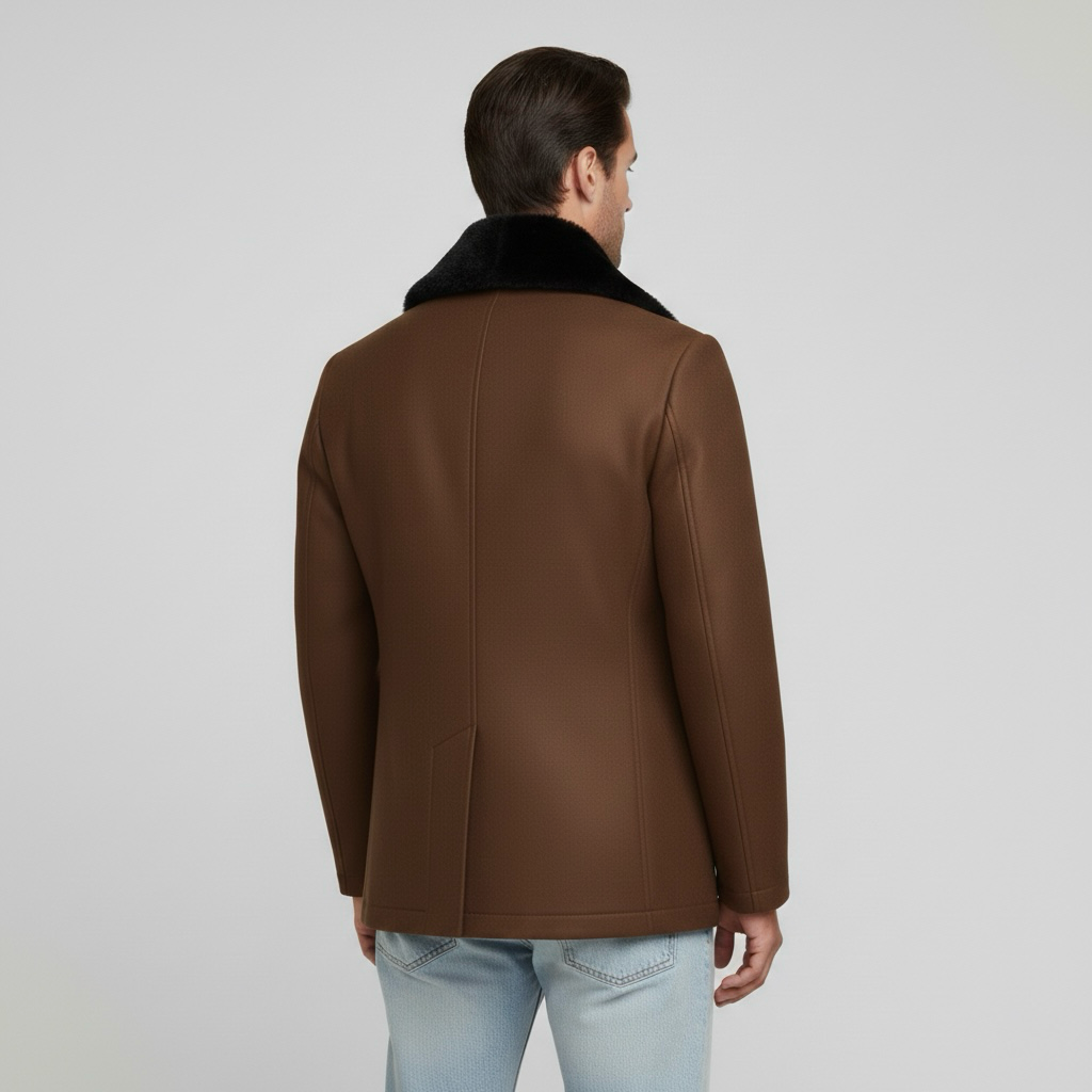 Férfi hosszú télikabát dupla soros gombolással