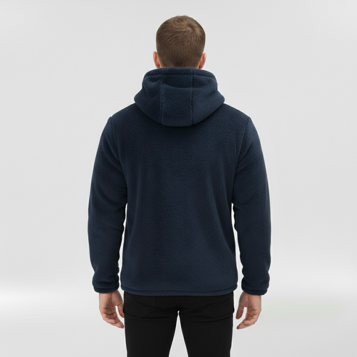 Kurtka z polaru z kapturem i zamkiem błyskawicznym dla mężczyzn na zimę