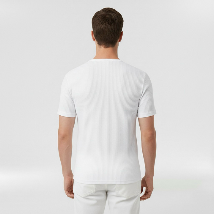 Κοντομάνικη μπλούζα Henley για άντρες με κουμπιά