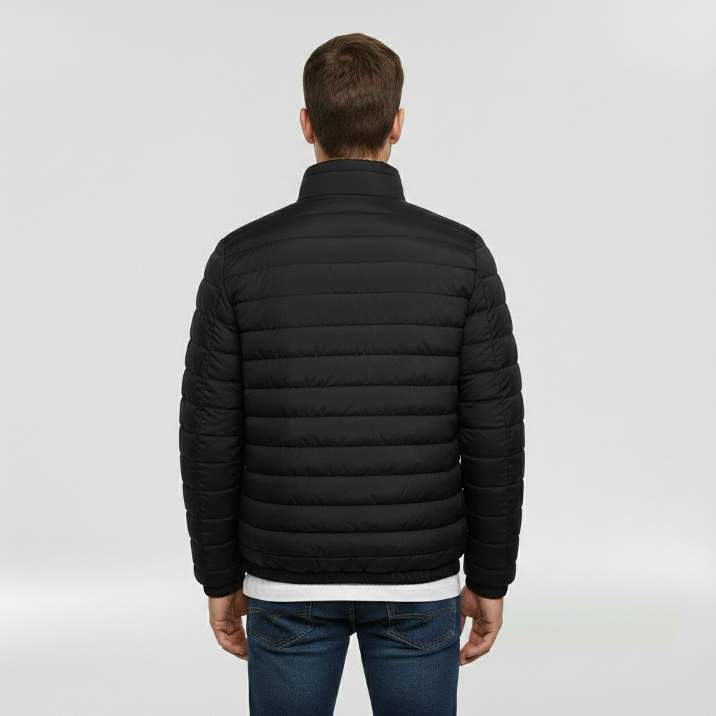 Geacă matlasată ușoară pentru bărbați cu guler înalt pentru iarnă