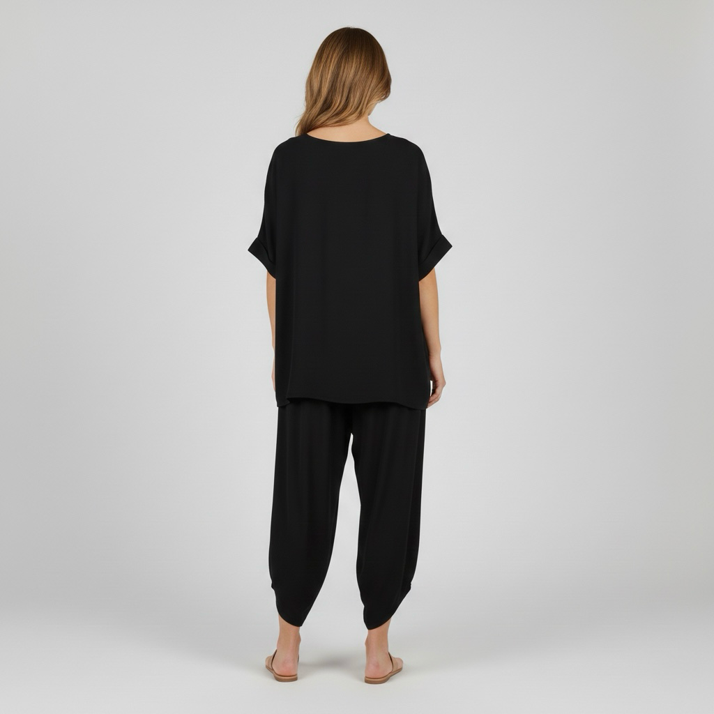 Pohodlná dvoudílná souprava pro ženy, top a volné kalhoty