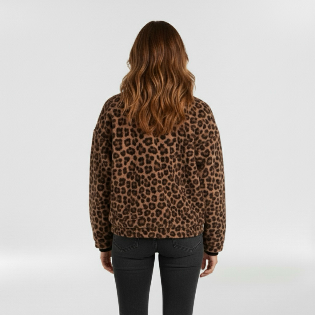 Chaqueta con estampado de leopardo para mujer con botones delanteros para ropa informal