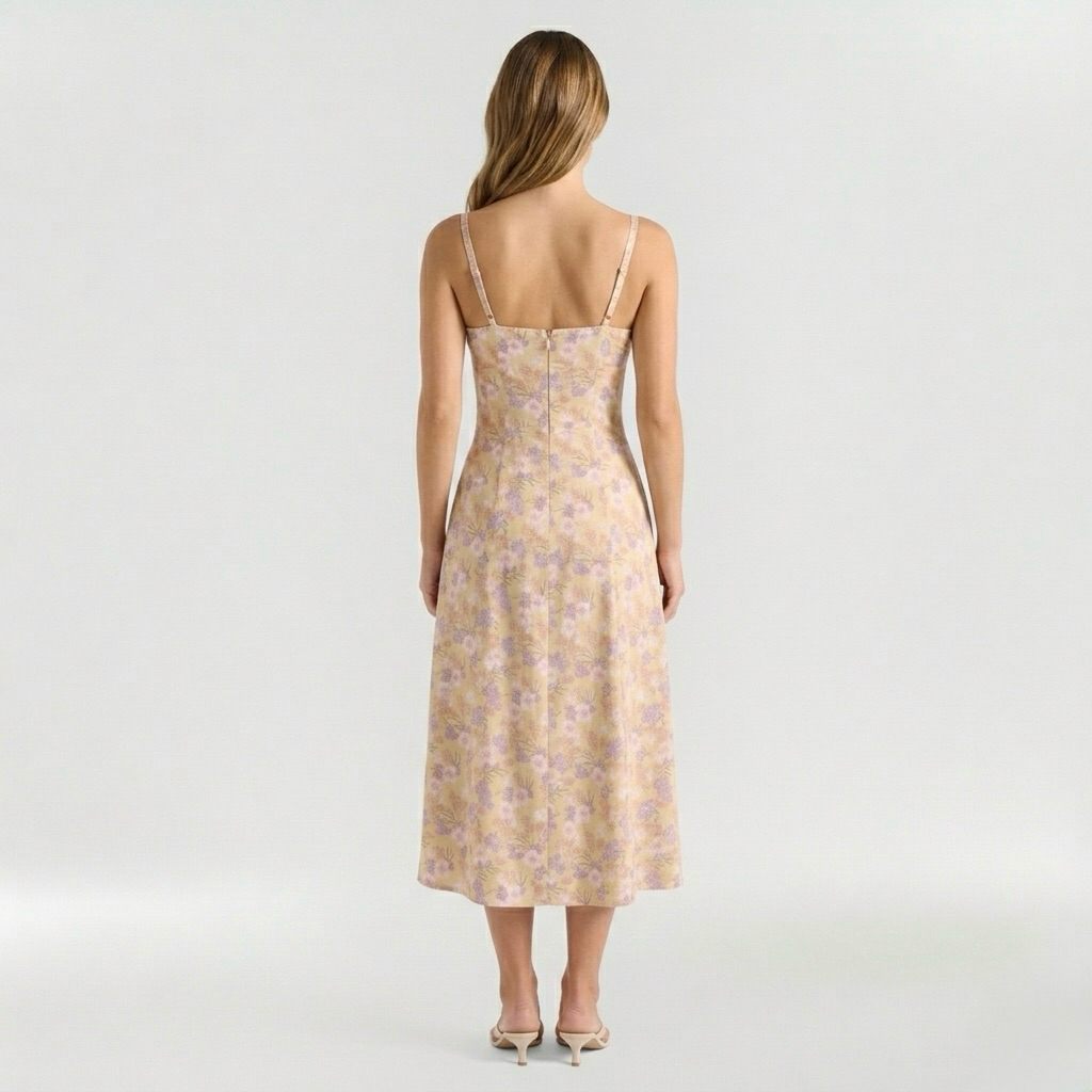 Vestido midi de tirantes con abertura lateral para mujer