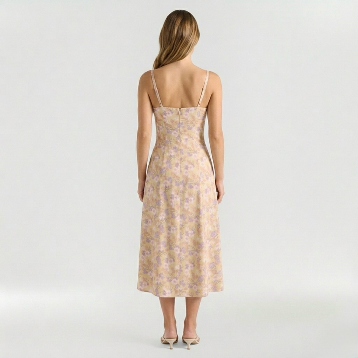 Vestido midi de tirantes con abertura lateral para mujer