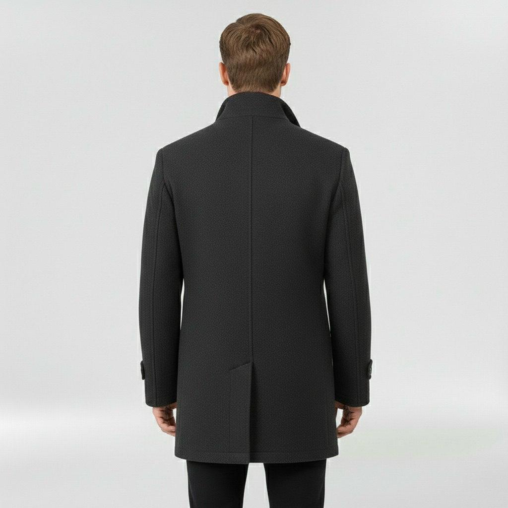 Cappotto medio lungo da uomo con bottoni per inverno elegante