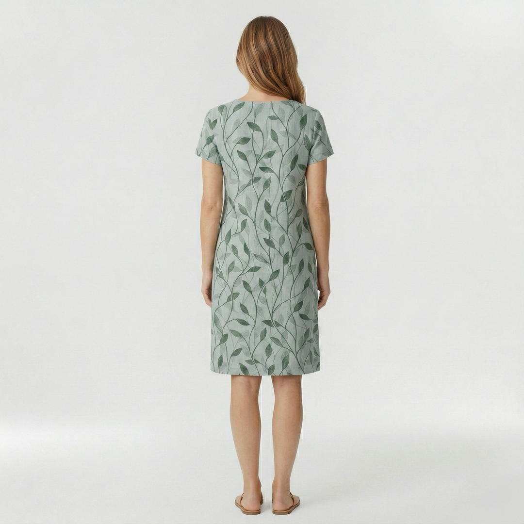 Midi šaty s krátkým rukávem a potiskem pro ženy