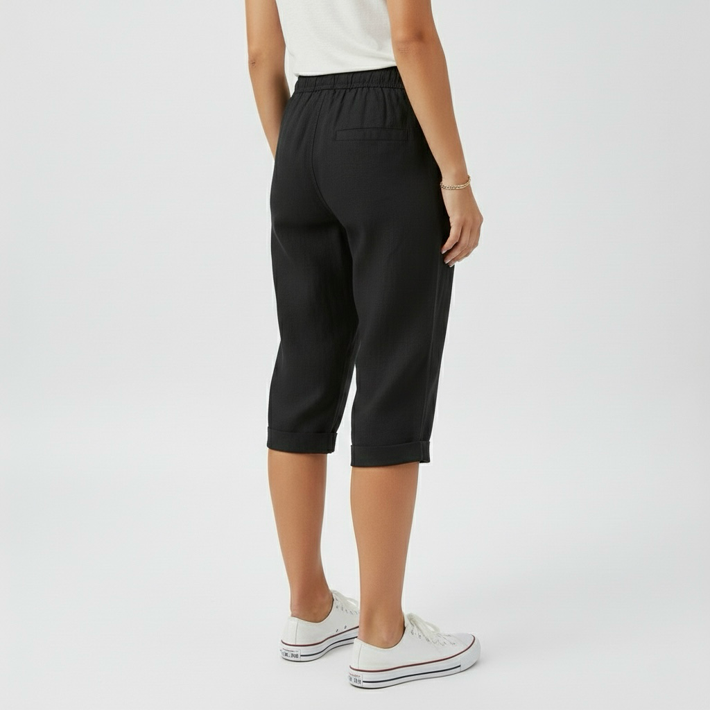 Pantaloncini informali al ginocchio con cordoncino da donna