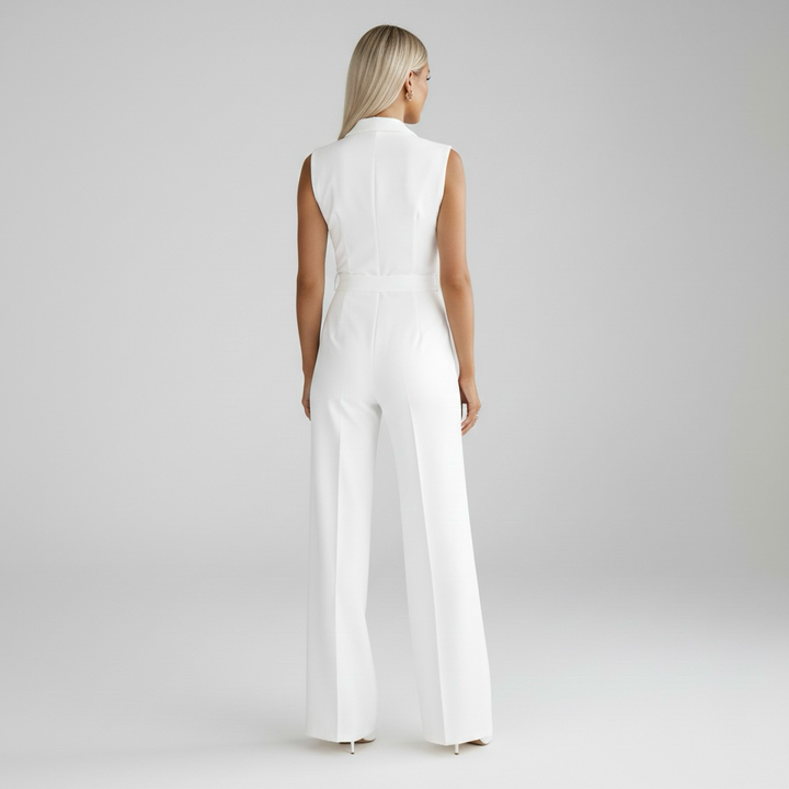 Dámský overal bez rukávů a s výstřihem do V na společenské události a večery