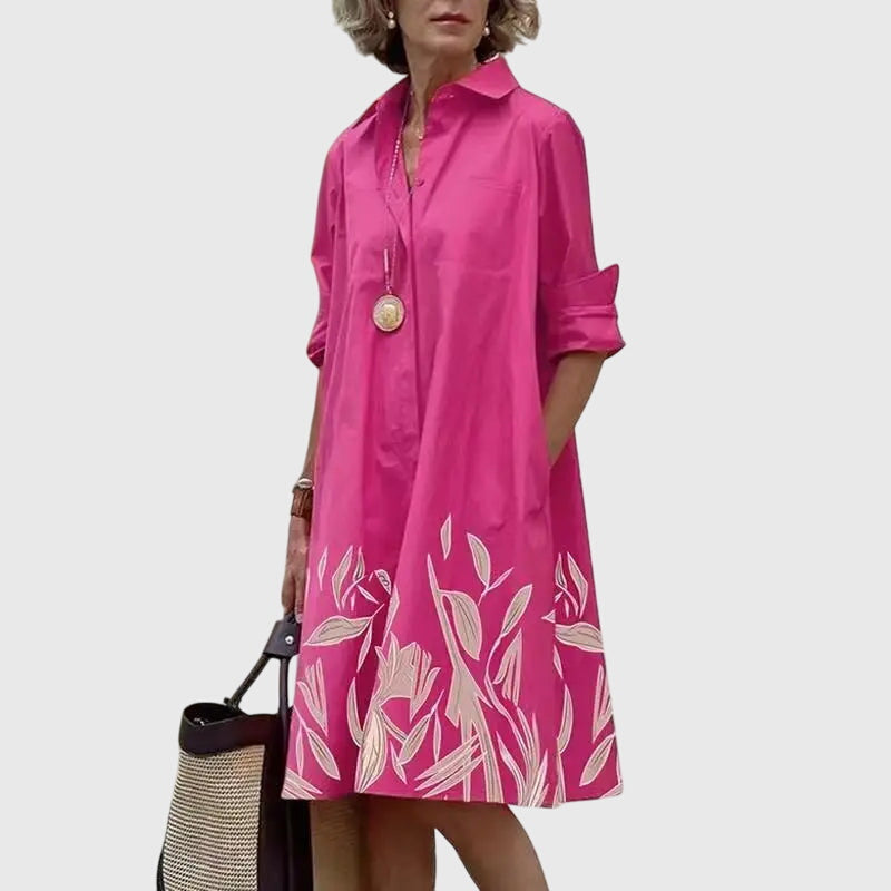 Robe décontractée pour femme avec poches fonctionnelles | Robe à coupe décontractée en tissu fluide de polyester pour un usage quotidien