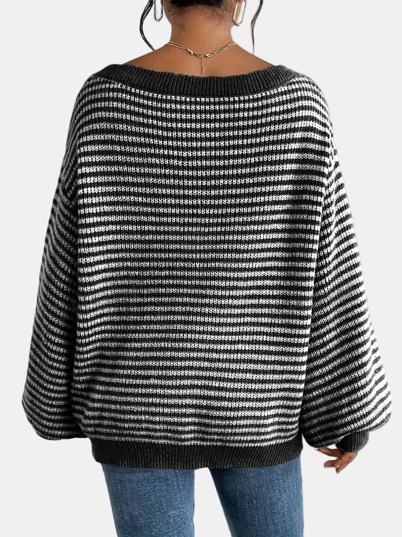Nivora Pull Femme | Pull Rayé à Manches Longues