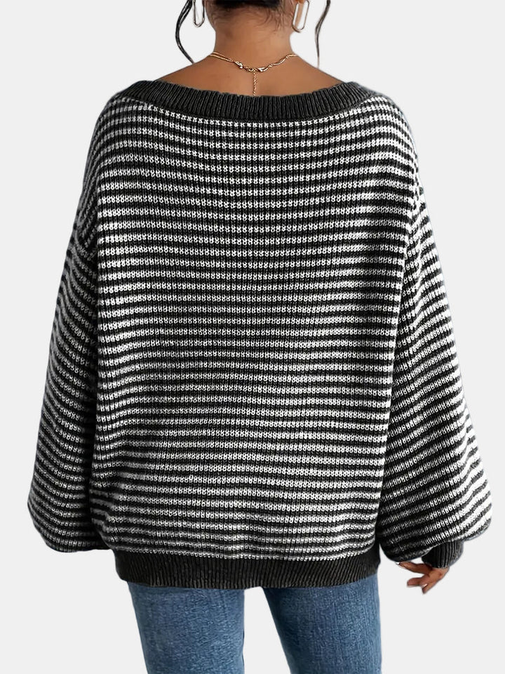 Nivora Pull Femme | Pull Rayé à Manches Longues