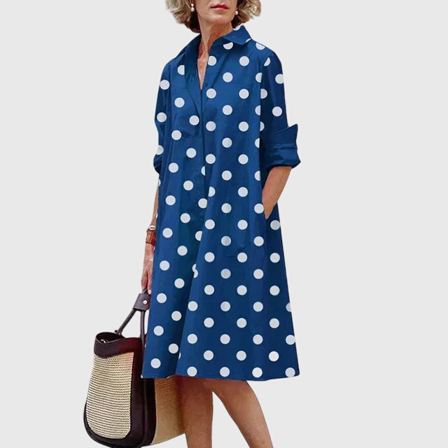 Robe décontractée pour femme avec poches fonctionnelles | Robe à coupe décontractée en tissu fluide de polyester pour un usage quotidien