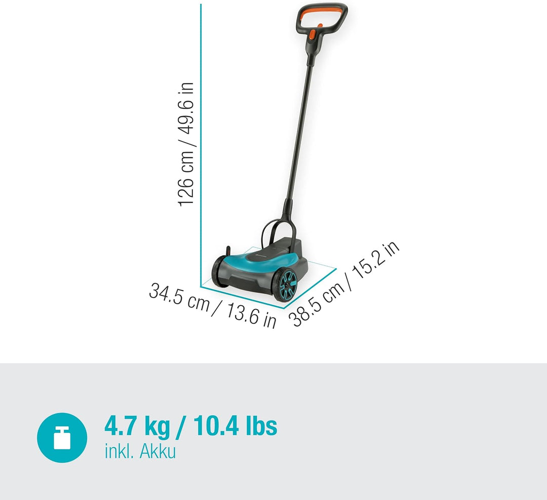 Gardena Akku-Rasenmäher HandyMower 22/18V P4A Ready-To-Use Set: Handrasenmäher, für Rasenflächen bis zu 50 m², Schnitthöhenverstellbar, inkl. 18V P4A Akku (14620-20)