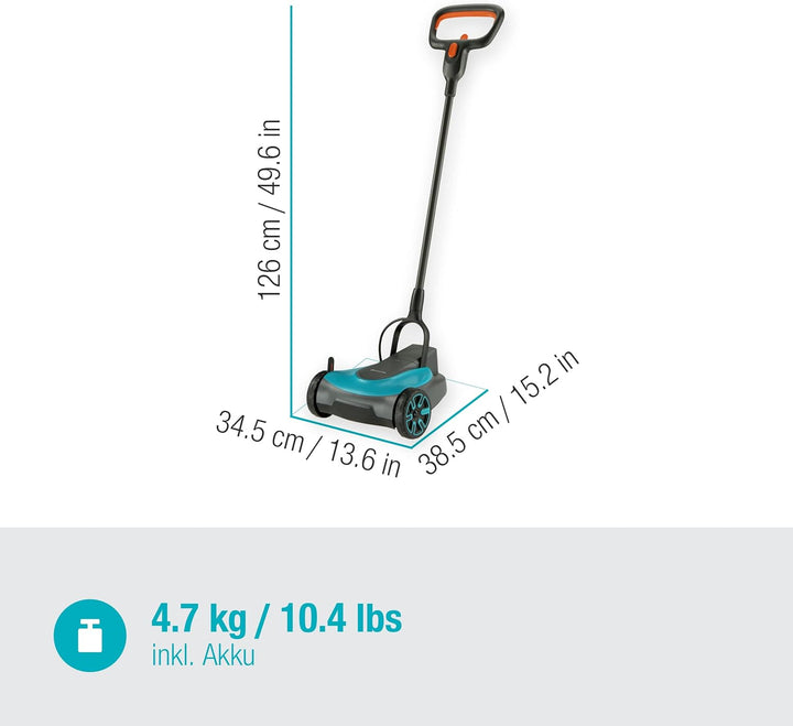 Gardena Akku-Rasenmäher HandyMower 22/18V P4A Ready-To-Use Set: Handrasenmäher, für Rasenflächen bis zu 50 m², Schnitthöhenverstellbar, inkl. 18V P4A Akku (14620-20)