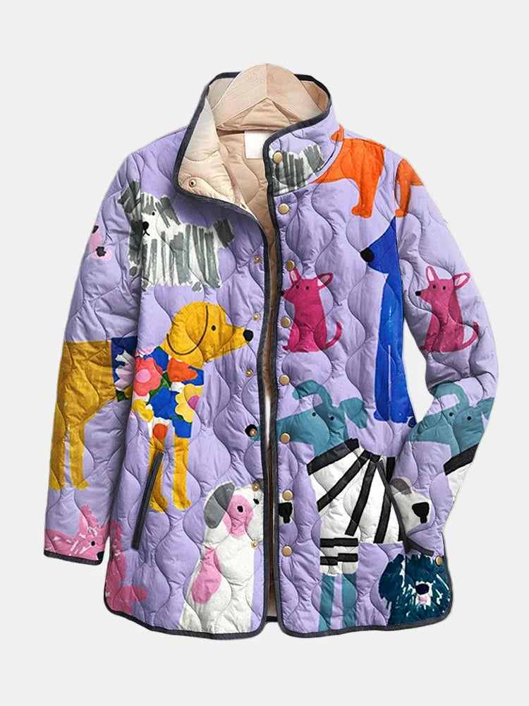 Rhelea Chaqueta Mujer | Chaqueta con Estampado de Perros