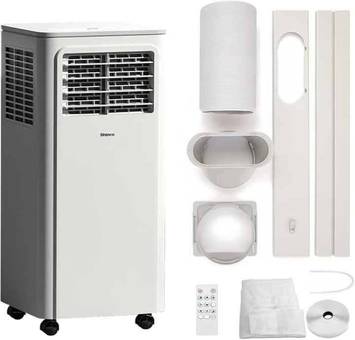 SHINCO Mobile Klimaanlage mit Abluftschlauch, 9000BTU, 2,6 kW, Kühlen&Ventilieren&Entfeuchten, Mobiles Klimagert mit Schlafmodus, Raumgre bis 22㎡, 24-Stunden-Timer