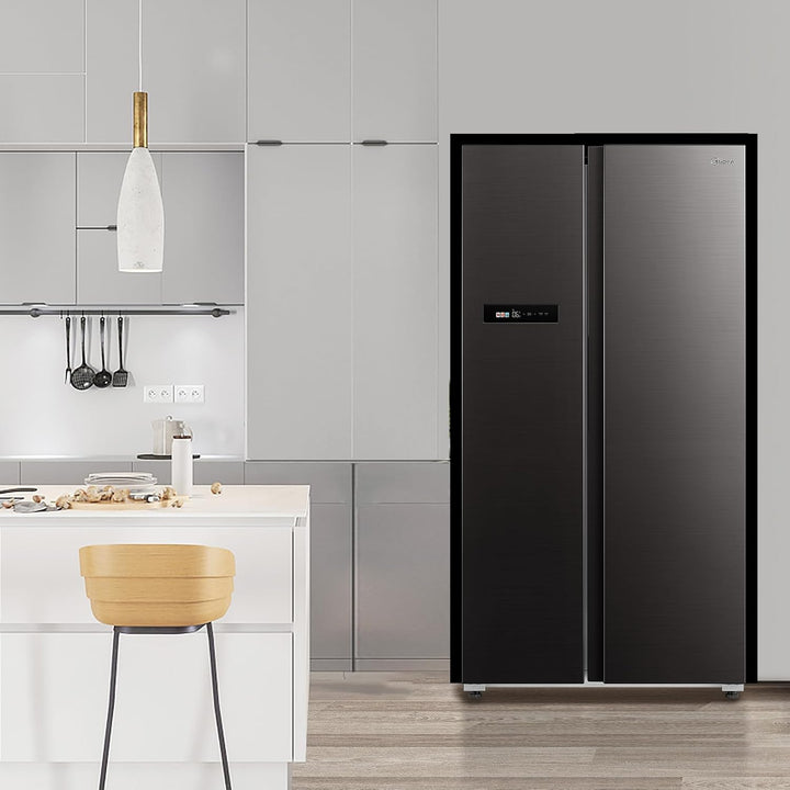 Midea KS-DDX 6.32 WT Side-by-Side Kühl-/Gefrierkombination/ 178,8 cm Hhe/ 254 kWh/Jahr/No Frost/Dual Inverter Compressor/mit 3in1 Wasser-/Eisspender und Wassertank, Dark Inox