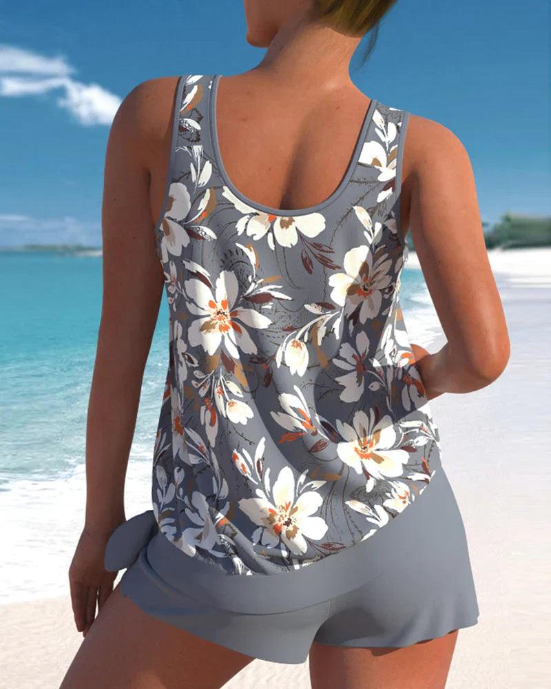 Conjunto Tankini con Estampado Floral para Mujer