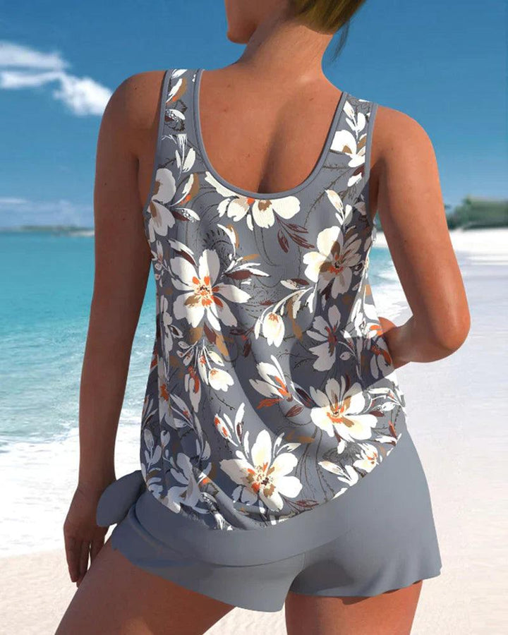 Conjunto Tankini con Estampado Floral para Mujer
