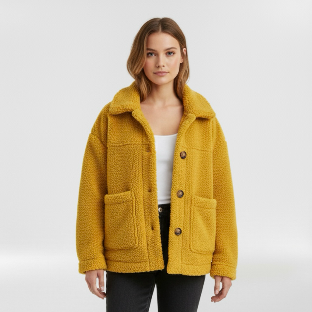 Chaqueta polar para mujer con botones delanteros para abrigarse a diario