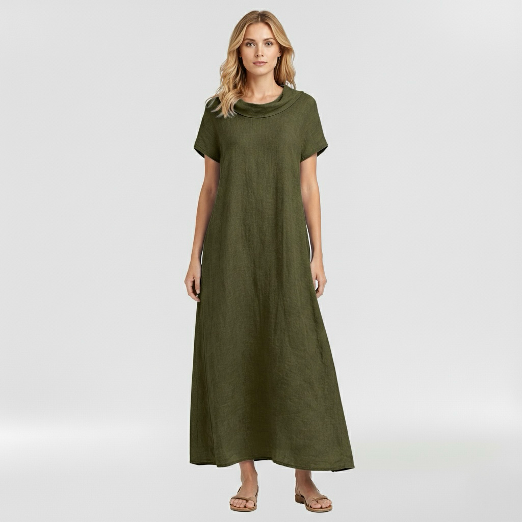Vestido largo suelto para mujer de manga corta casual