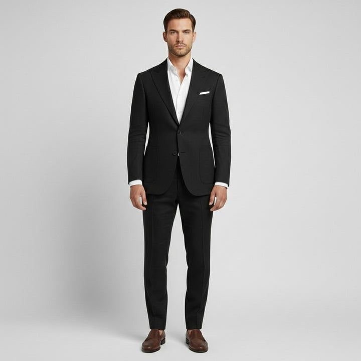 Costume en lin 2 pièces pour homme avec veste croisée pour mariages