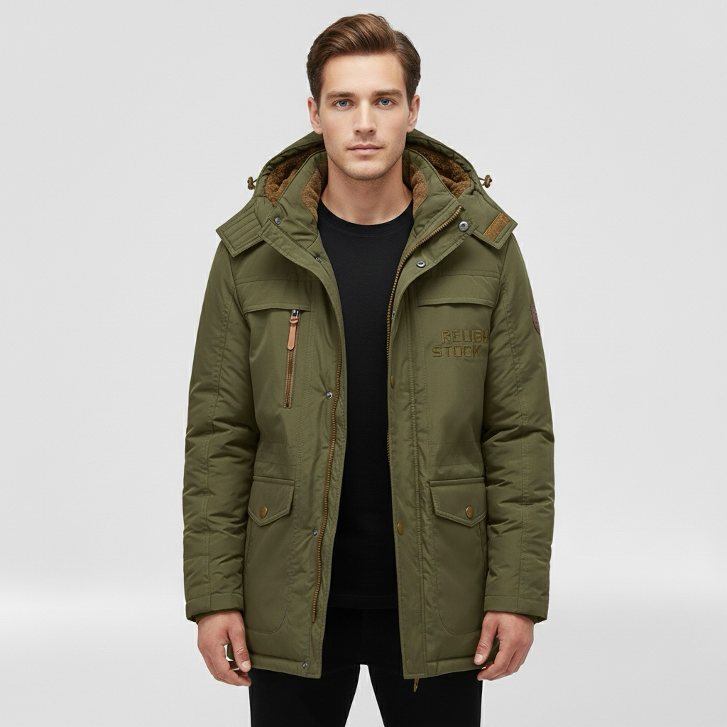Pánská prošívaná bunda s kapucí, každodenní zimní kabát