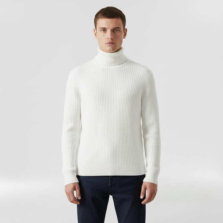 Gerippter Rollkragenpullover für Herren für Herbst und Winter im Alltag