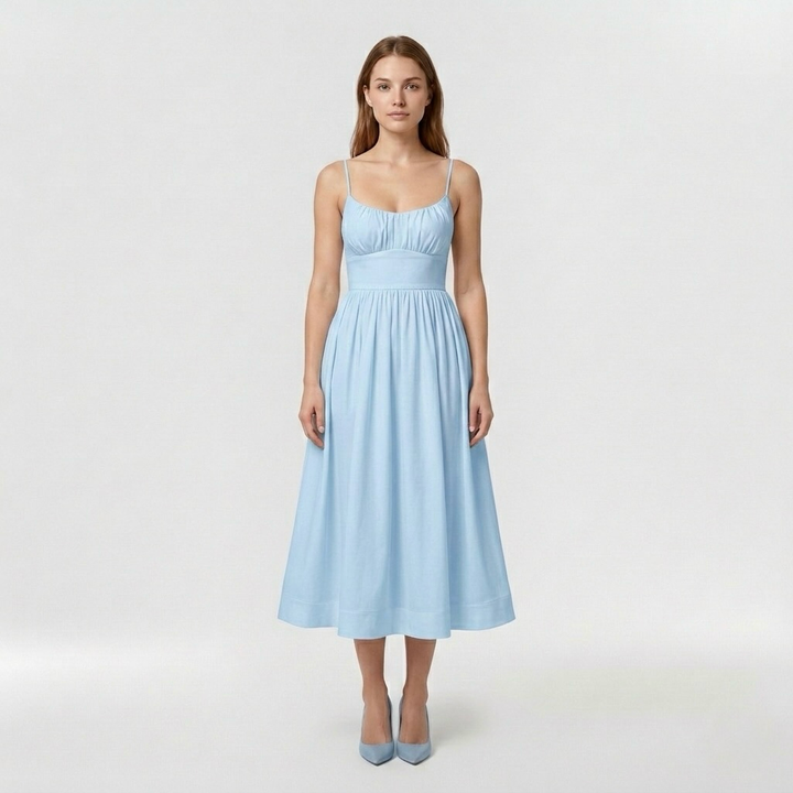 Robe midi sans manches pour femme avec fines bretelles