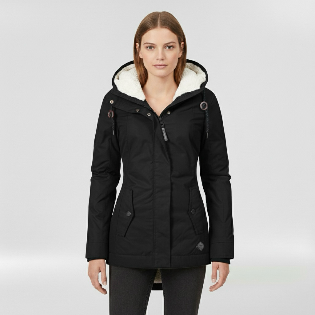 Parka invernale da donna con cappuccio per uso quotidiano e all'aperto