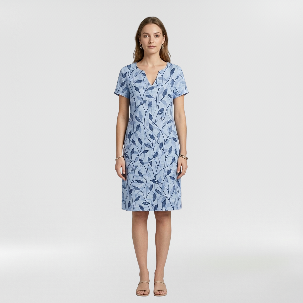 Midi šaty s krátkým rukávem a potiskem pro ženy