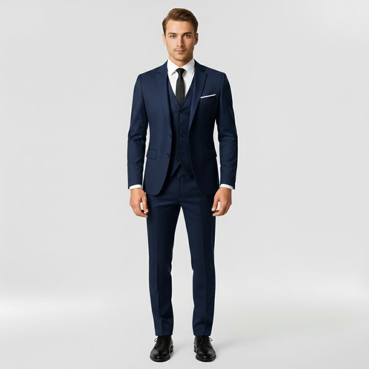 Férfi 3 részes formális öltöny zakóval, mellénnyel és nadrággal