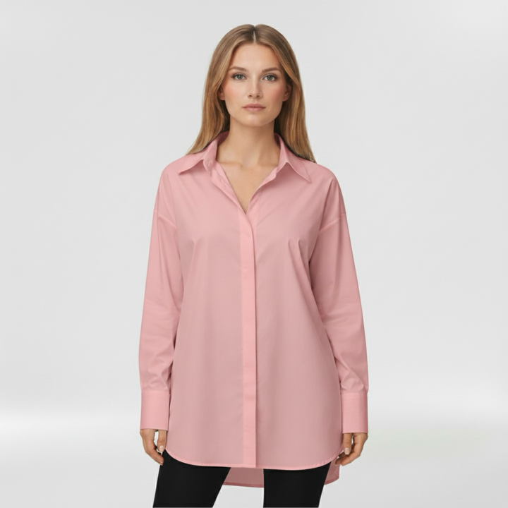 Camicia con bottoni da donna a maniche lunghe per l'ufficio