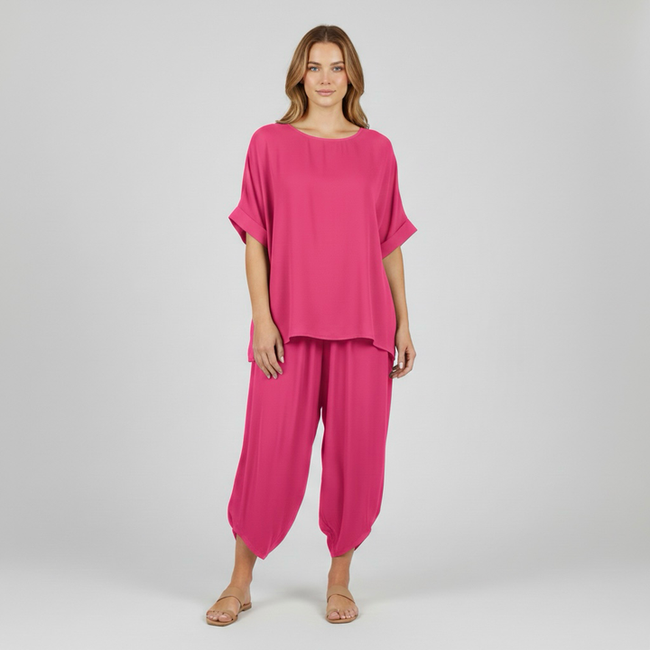 Pohodlná dvoudílná souprava pro ženy, top a volné kalhoty