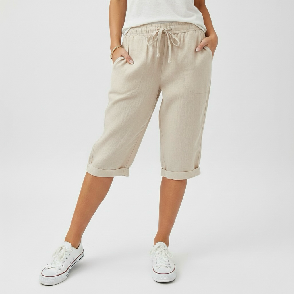 Pantaloncini informali al ginocchio con cordoncino da donna