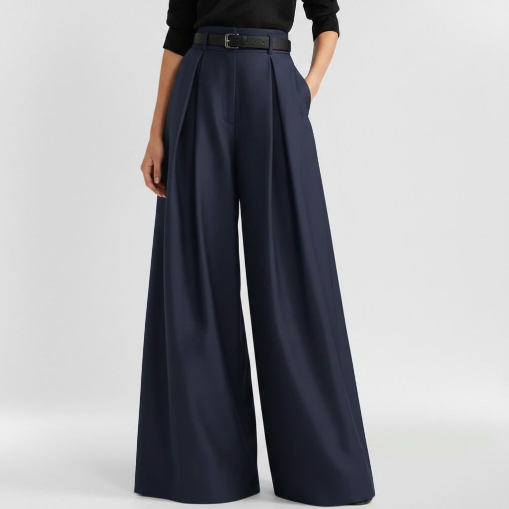 Γυναικείο παντελόνι με φαρδιά μπατζάκια και ψηλή μέση για κομψή καθημερινή εμφάνιση