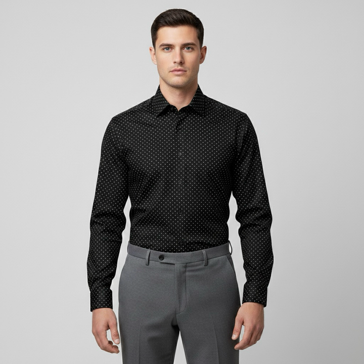 Μακρυμάνικο πουκάμισο με γιακά με κουμπιά για άνδρες, κομψό και καθημερινό