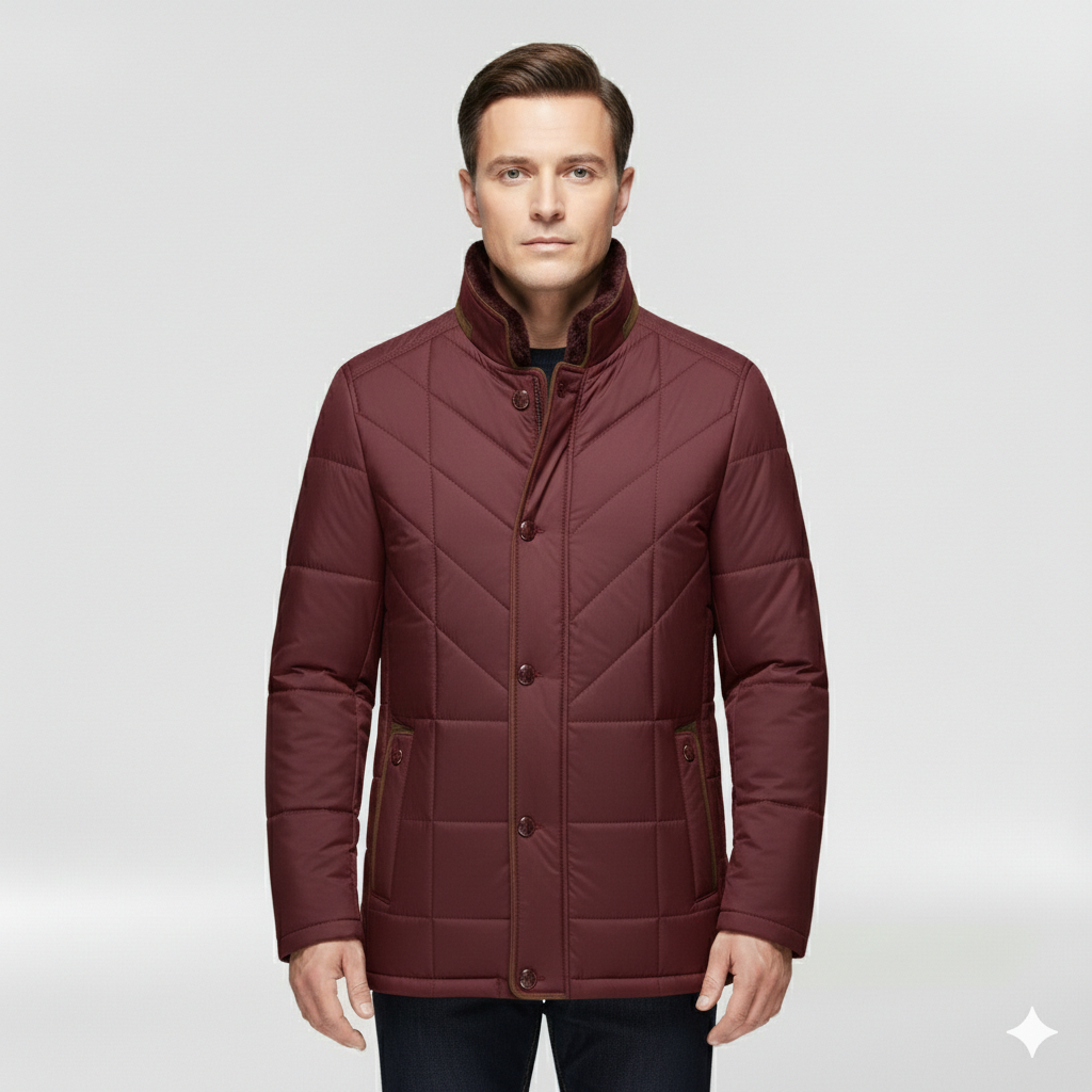 Kurtka męska z wysokim kołnierzem na zimę