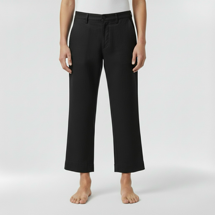 Pánské lněné kalhoty rovného střihu pro každodenní nošení