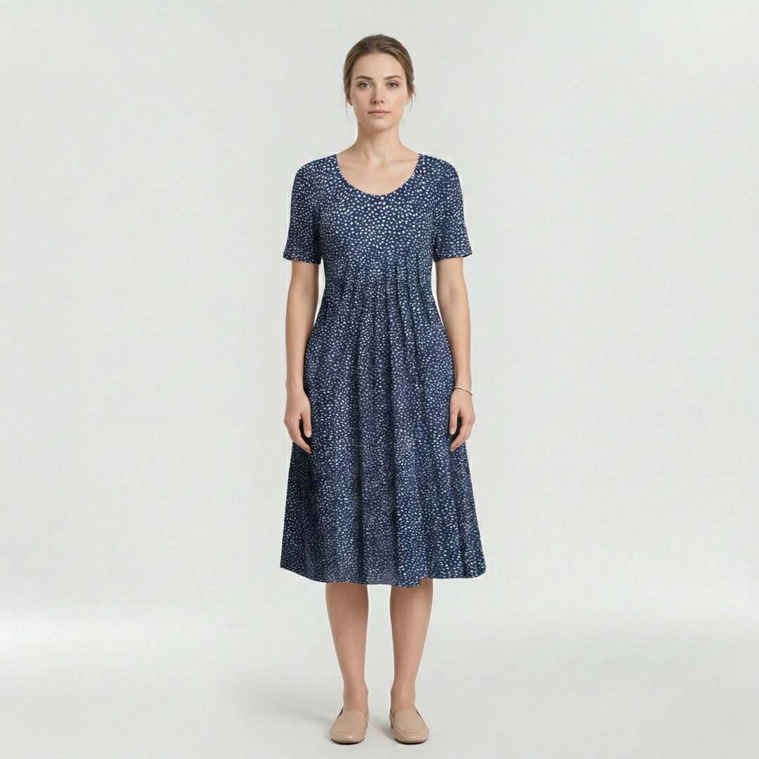 Vestido midi floral de manga corta para mujer diario