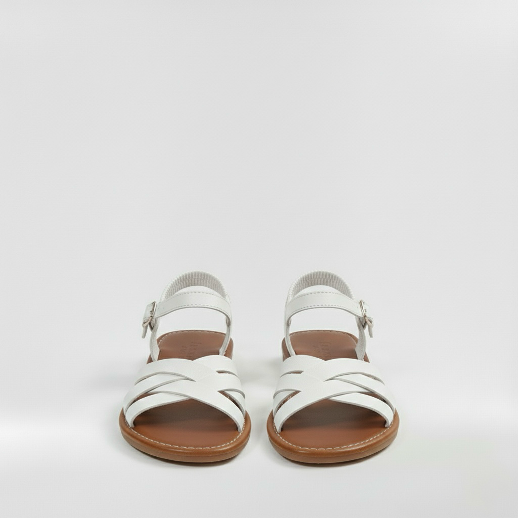 Flache Damensandalen mit breiten Riemen für den Sommer