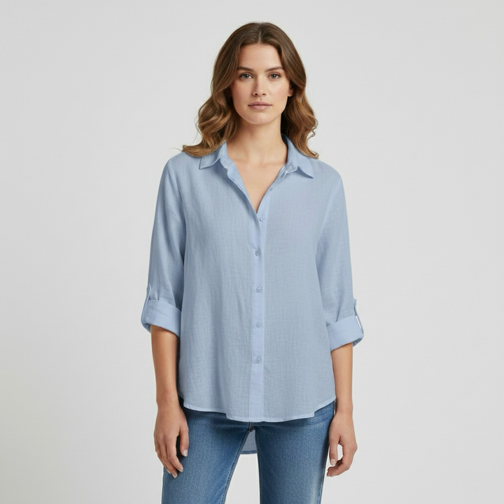 Camicia da donna a taglio comodo con bottoni per tutti i giorni