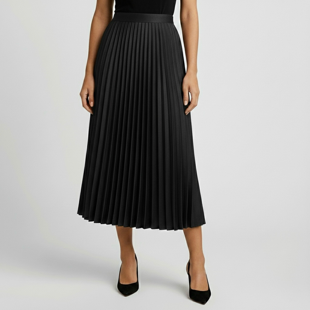 Falda midi plisada clásica para uso diario y oficina