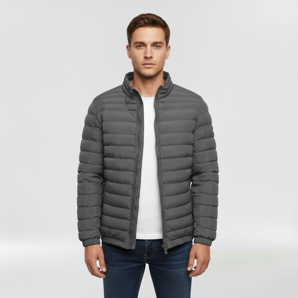 Geacă matlasată ușoară pentru bărbați cu guler înalt pentru iarnă