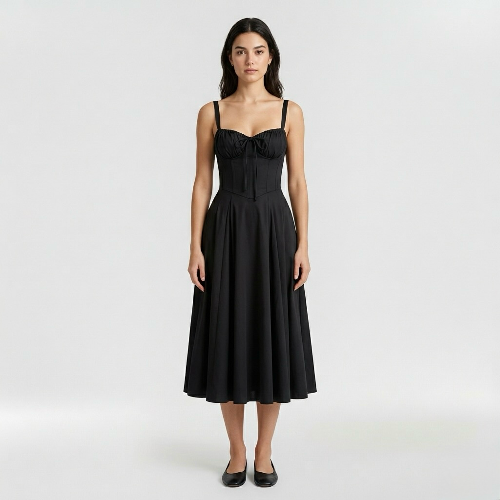 Vestido midi de tirantes con abertura lateral para mujer