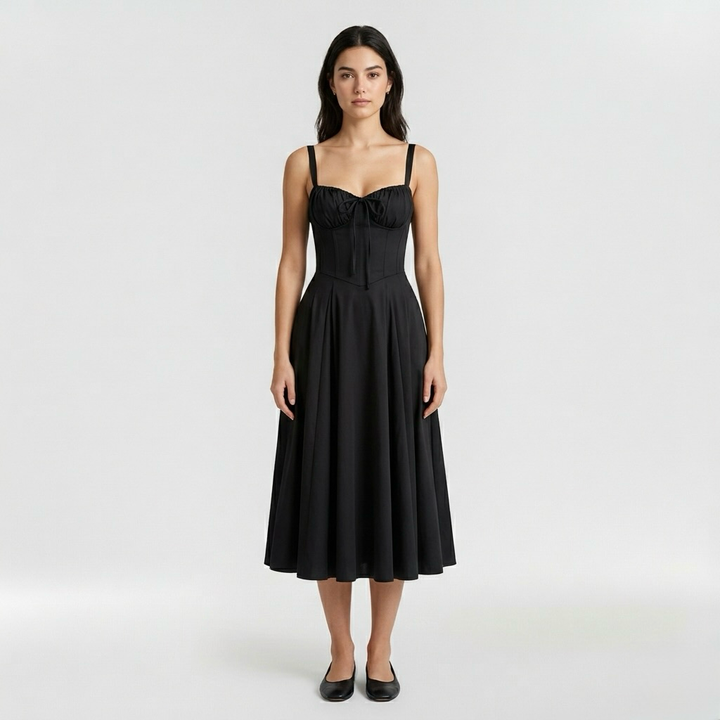 Vestido midi de tirantes con abertura lateral para mujer