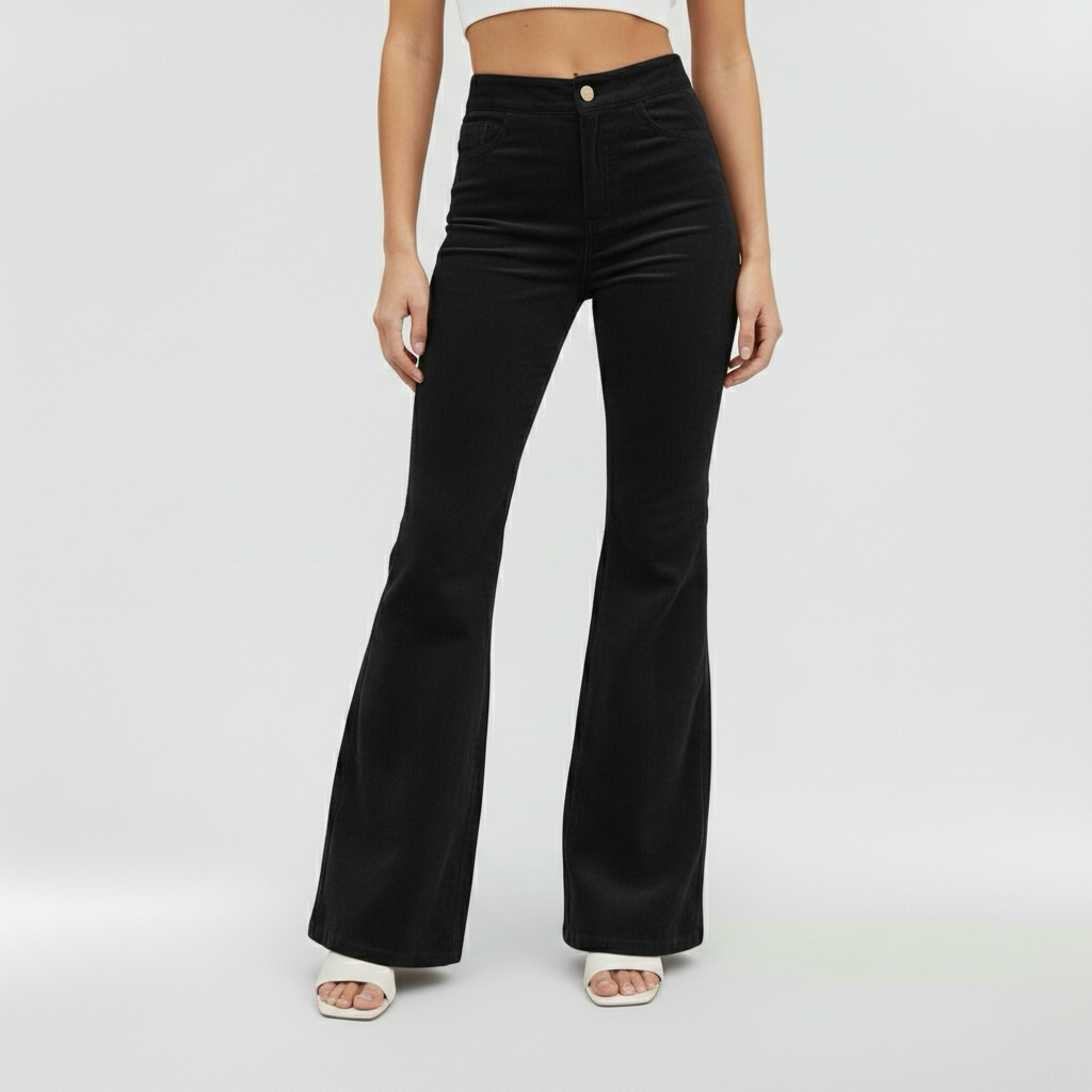 Γυναικεία παντελόνια με φαρδύ καμπάνα και ψηλή μέση για καθημερινή χρήση