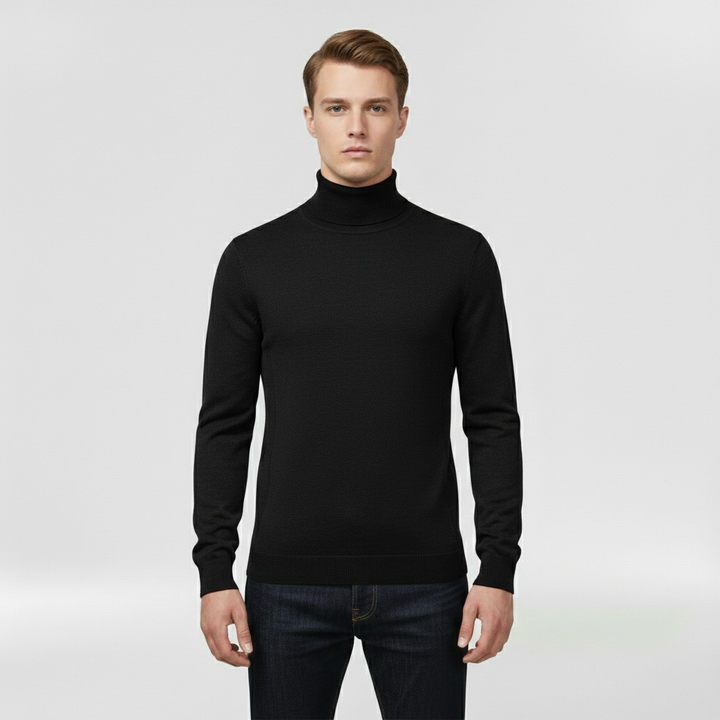 Pánský pletený svetr s vysokým límcem, teplý, elegantní a ležérní na zimu
